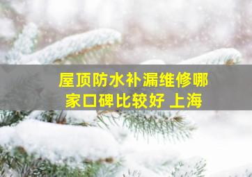 屋顶防水补漏维修哪家口碑比较好 上海